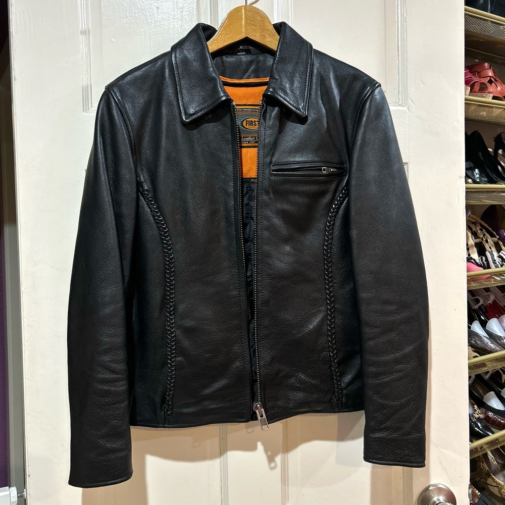 First Classics Women's Leather Motorcycle Jacket Size S